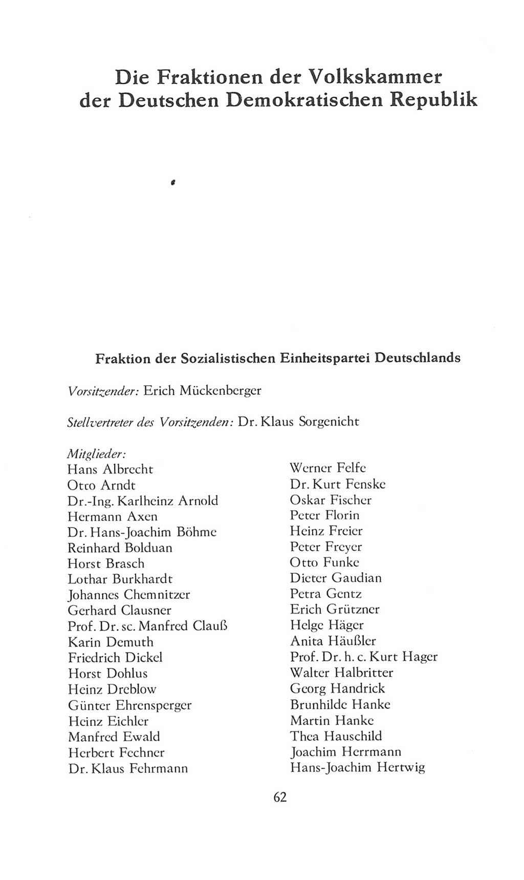 Volkskammer (VK) der Deutschen Demokratischen Republik (DDR), 8. Wahlperiode 1981-1986, Seite 62 (VK. DDR 8. WP. 1981-1986, S. 62)