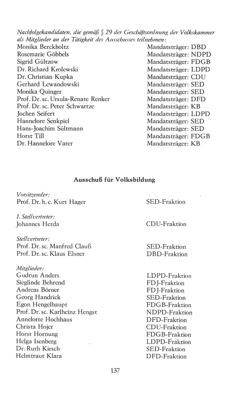 Volkskammer (VK) der Deutschen Demokratischen Republik (DDR), 8. Wahlperiode 1981-1986, Seite 137 (VK. DDR 8. WP. 1981-1986, S. 137)