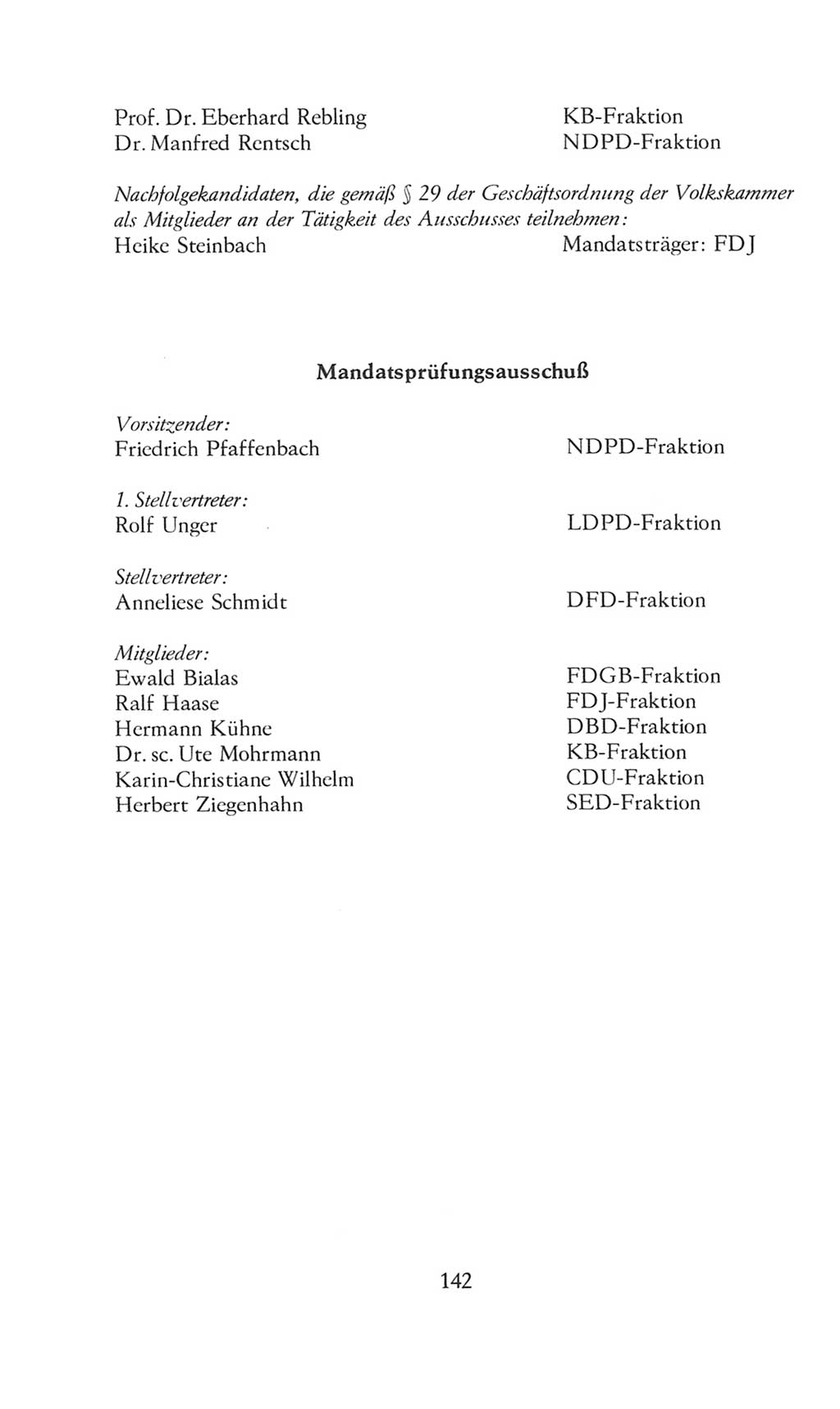 Volkskammer (VK) der Deutschen Demokratischen Republik (DDR), 8. Wahlperiode 1981-1986, Seite 142 (VK. DDR 8. WP. 1981-1986, S. 142)