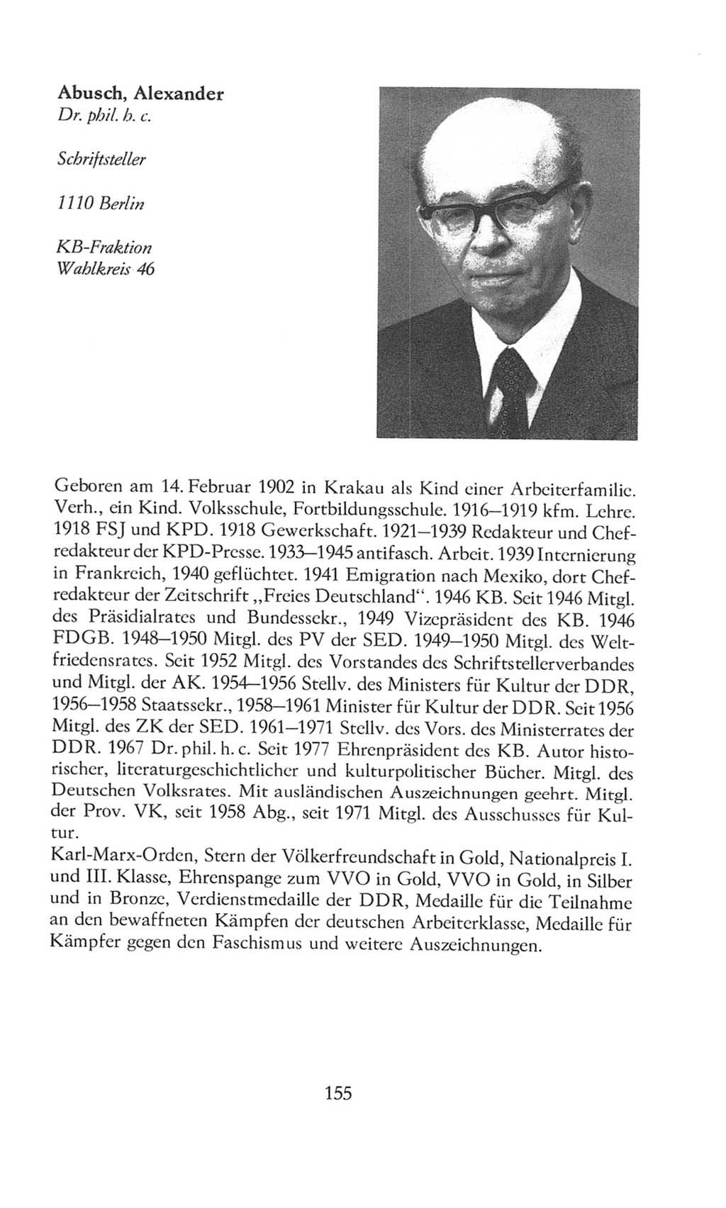 Volkskammer (VK) der Deutschen Demokratischen Republik (DDR), 8. Wahlperiode 1981-1986, Seite 155 (VK. DDR 8. WP. 1981-1986, S. 155)