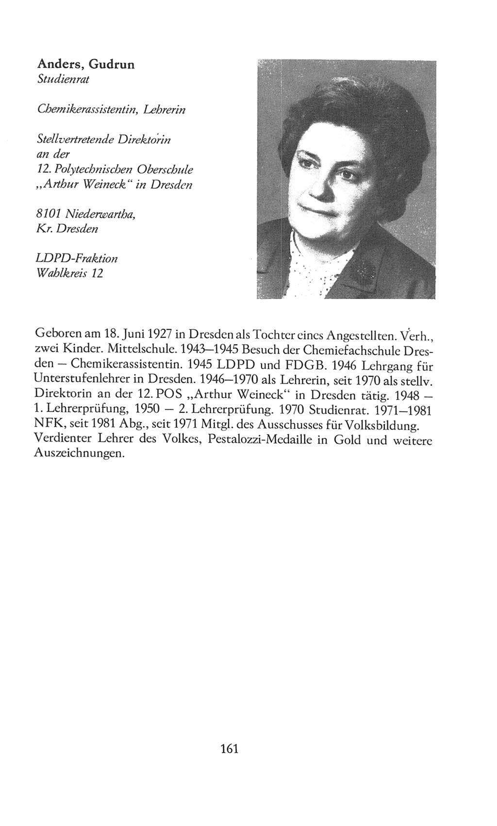 Volkskammer (VK) der Deutschen Demokratischen Republik (DDR), 8. Wahlperiode 1981-1986, Seite 161 (VK. DDR 8. WP. 1981-1986, S. 161)