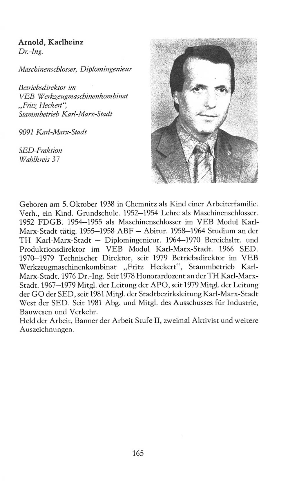 Volkskammer (VK) der Deutschen Demokratischen Republik (DDR), 8. Wahlperiode 1981-1986, Seite 165 (VK. DDR 8. WP. 1981-1986, S. 165)