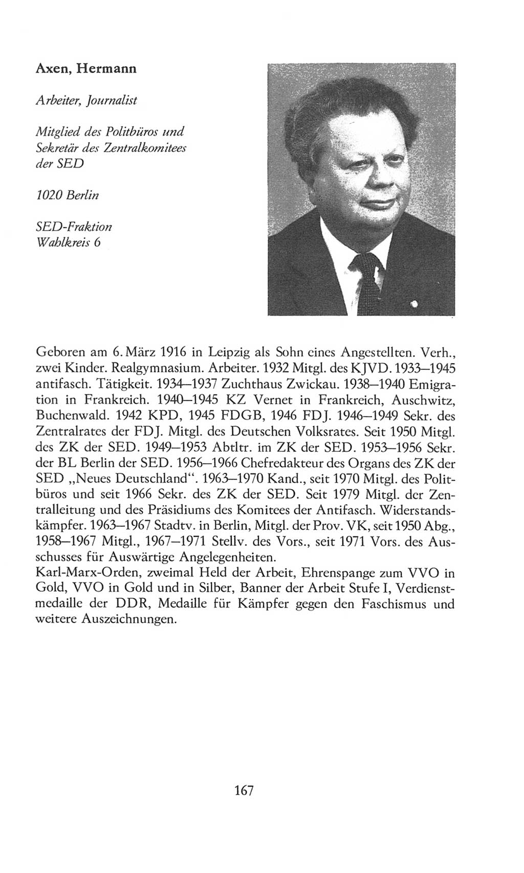 Volkskammer (VK) der Deutschen Demokratischen Republik (DDR), 8. Wahlperiode 1981-1986, Seite 167 (VK. DDR 8. WP. 1981-1986, S. 167)