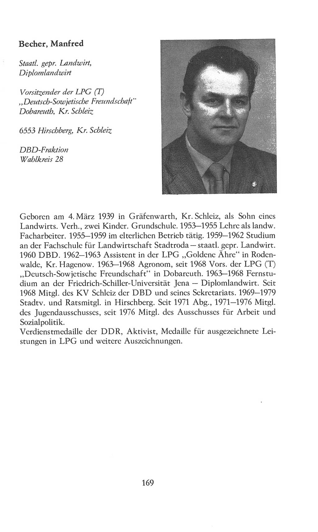 Volkskammer (VK) der Deutschen Demokratischen Republik (DDR), 8. Wahlperiode 1981-1986, Seite 169 (VK. DDR 8. WP. 1981-1986, S. 169)