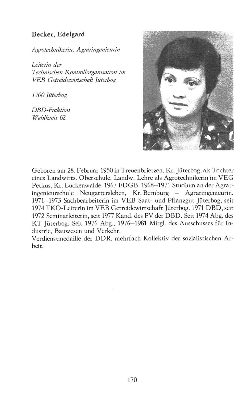 Volkskammer (VK) der Deutschen Demokratischen Republik (DDR), 8. Wahlperiode 1981-1986, Seite 170 (VK. DDR 8. WP. 1981-1986, S. 170)