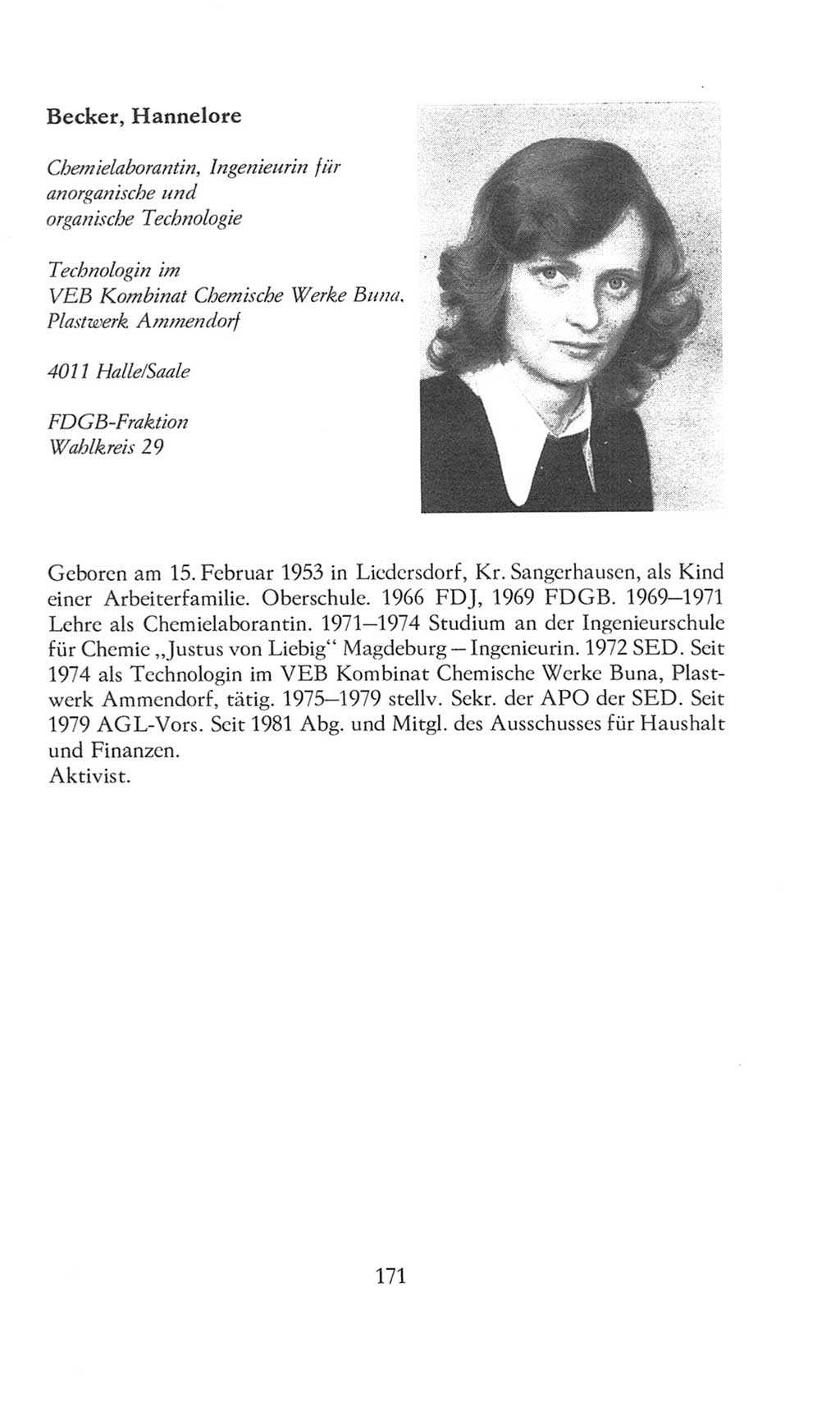 Volkskammer (VK) der Deutschen Demokratischen Republik (DDR), 8. Wahlperiode 1981-1986, Seite 171 (VK. DDR 8. WP. 1981-1986, S. 171)