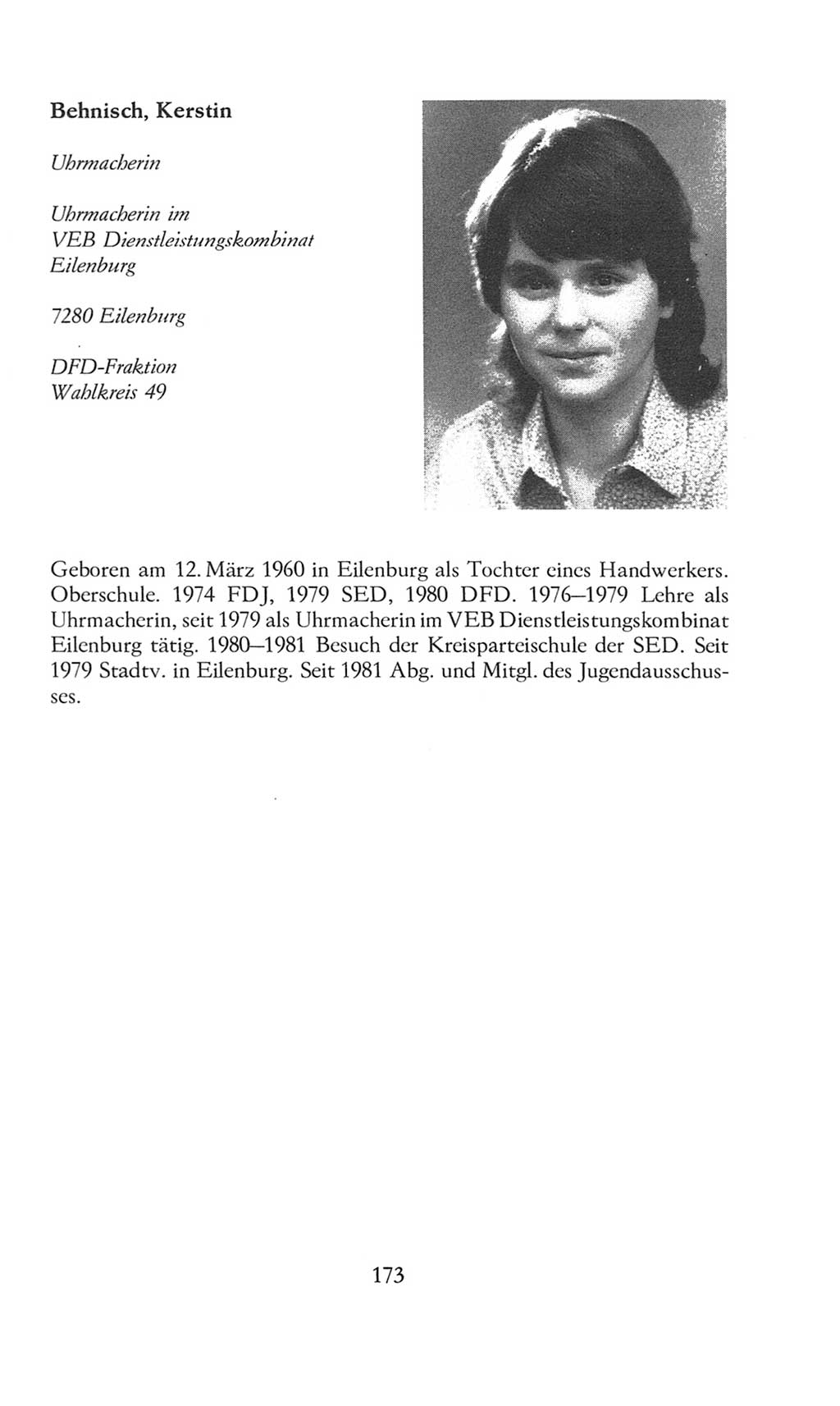 Volkskammer (VK) der Deutschen Demokratischen Republik (DDR), 8. Wahlperiode 1981-1986, Seite 173 (VK. DDR 8. WP. 1981-1986, S. 173)