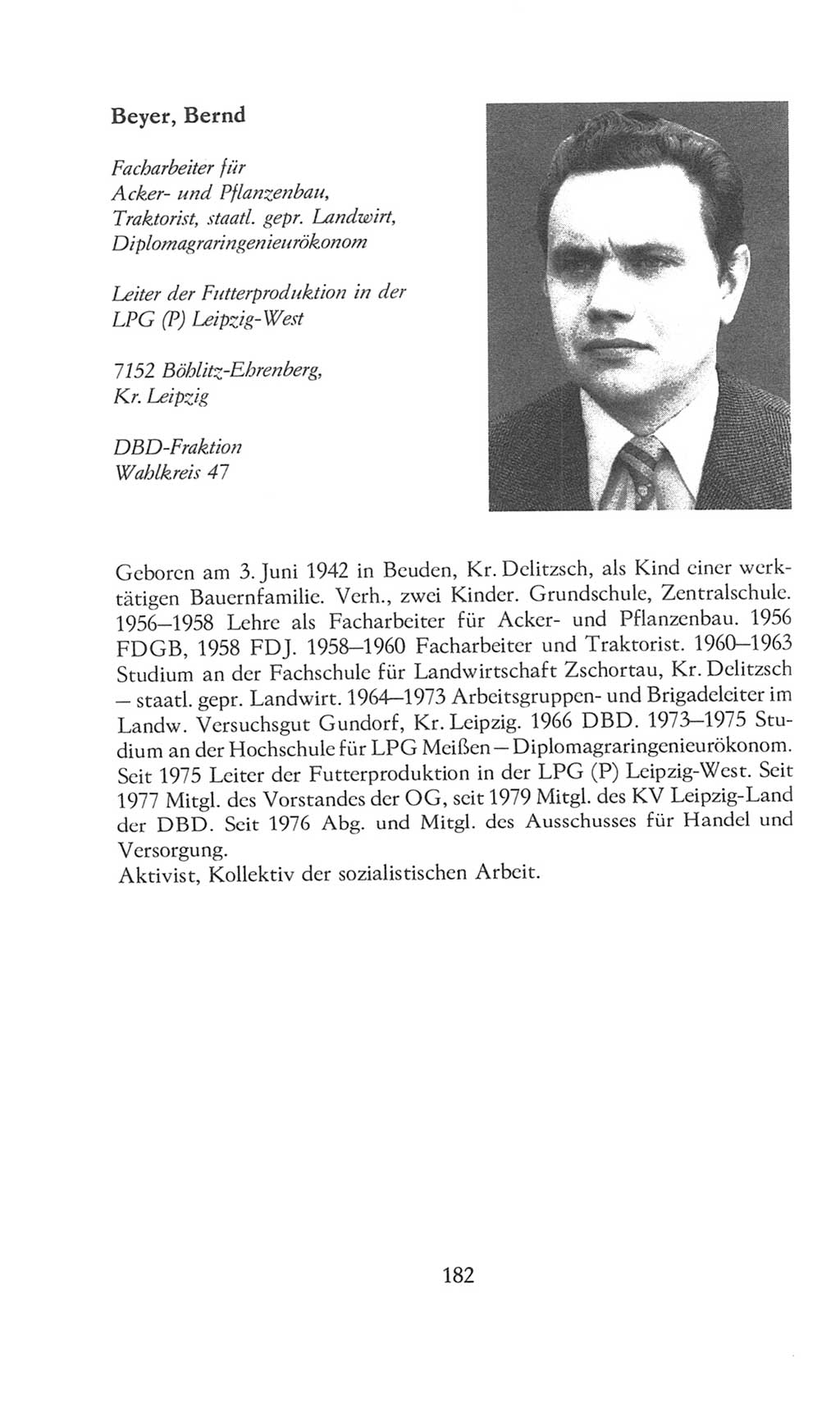Volkskammer (VK) der Deutschen Demokratischen Republik (DDR), 8. Wahlperiode 1981-1986, Seite 182 (VK. DDR 8. WP. 1981-1986, S. 182)