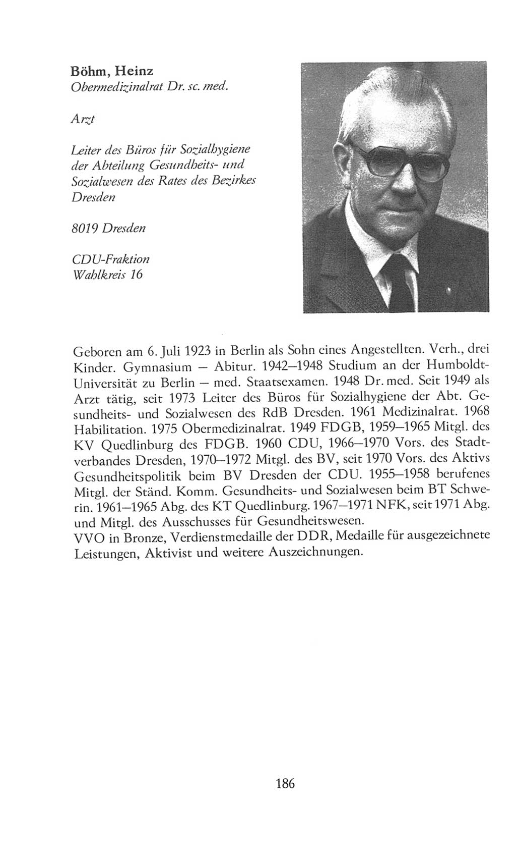 Volkskammer (VK) der Deutschen Demokratischen Republik (DDR), 8. Wahlperiode 1981-1986, Seite 186 (VK. DDR 8. WP. 1981-1986, S. 186)