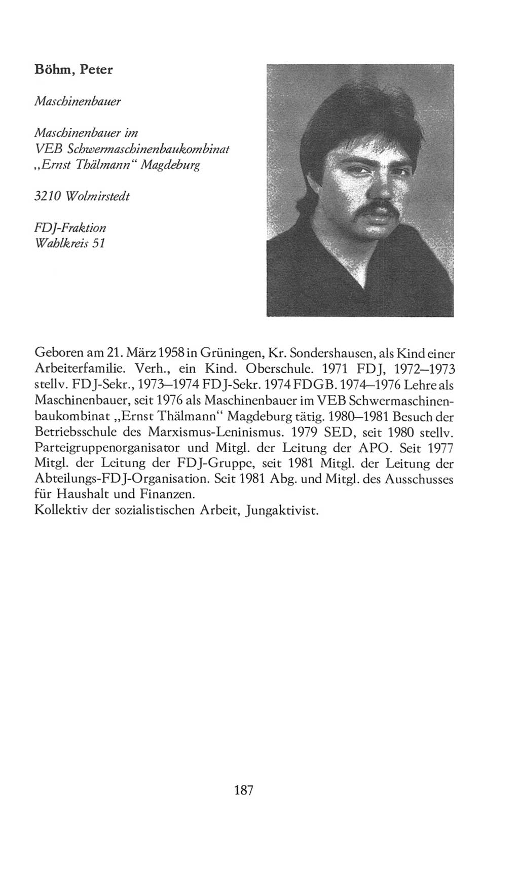 Volkskammer (VK) der Deutschen Demokratischen Republik (DDR), 8. Wahlperiode 1981-1986, Seite 187 (VK. DDR 8. WP. 1981-1986, S. 187)
