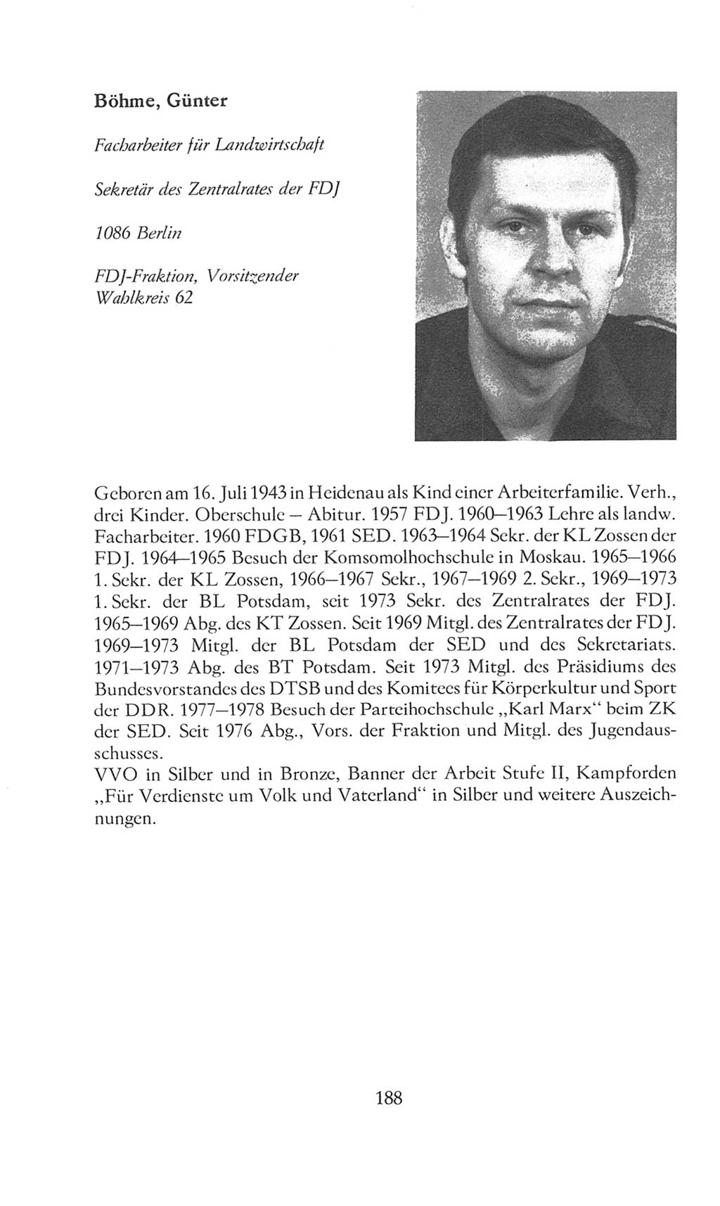 Volkskammer (VK) der Deutschen Demokratischen Republik (DDR), 8. Wahlperiode 1981-1986, Seite 188 (VK. DDR 8. WP. 1981-1986, S. 188)
