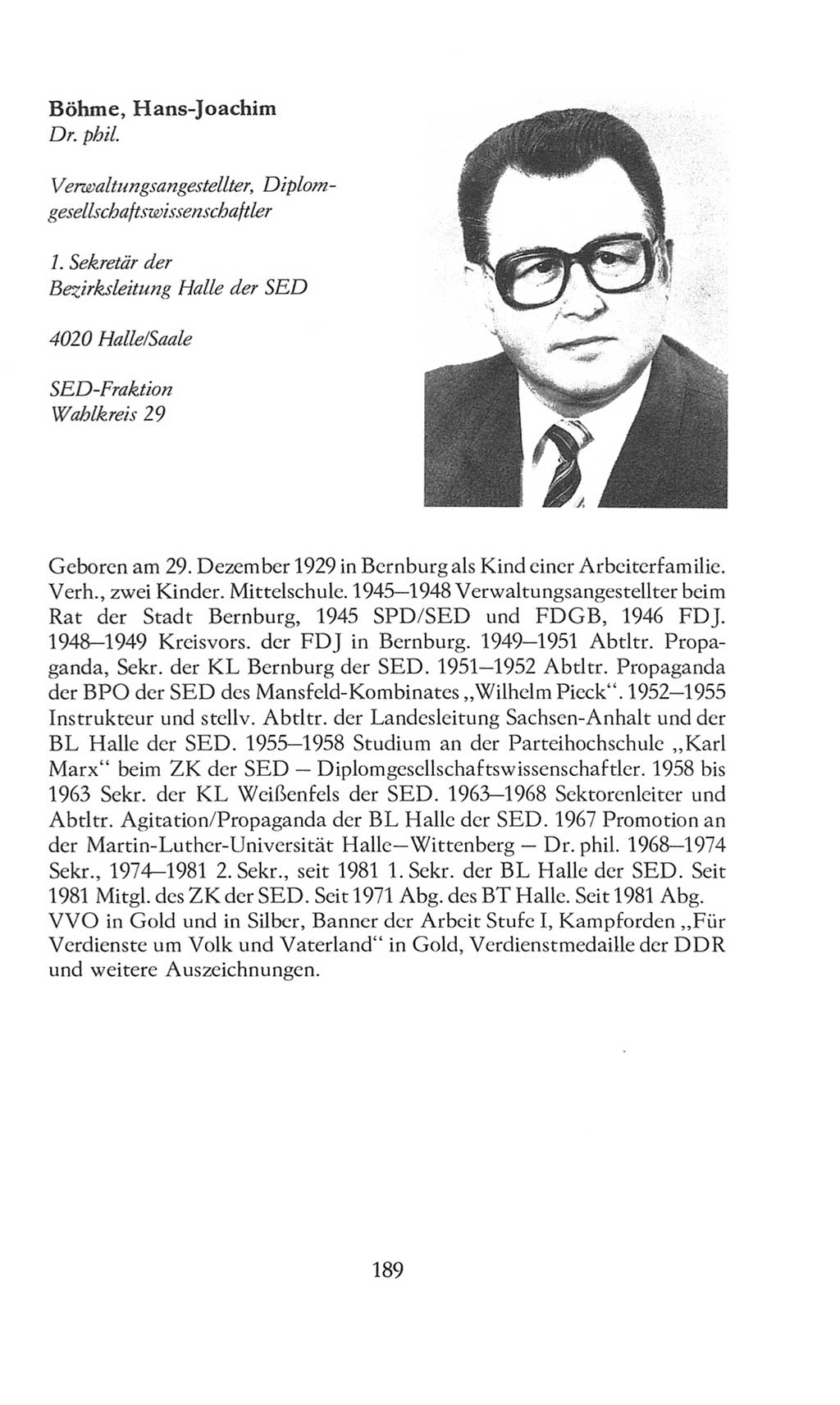 Volkskammer (VK) der Deutschen Demokratischen Republik (DDR), 8. Wahlperiode 1981-1986, Seite 189 (VK. DDR 8. WP. 1981-1986, S. 189)