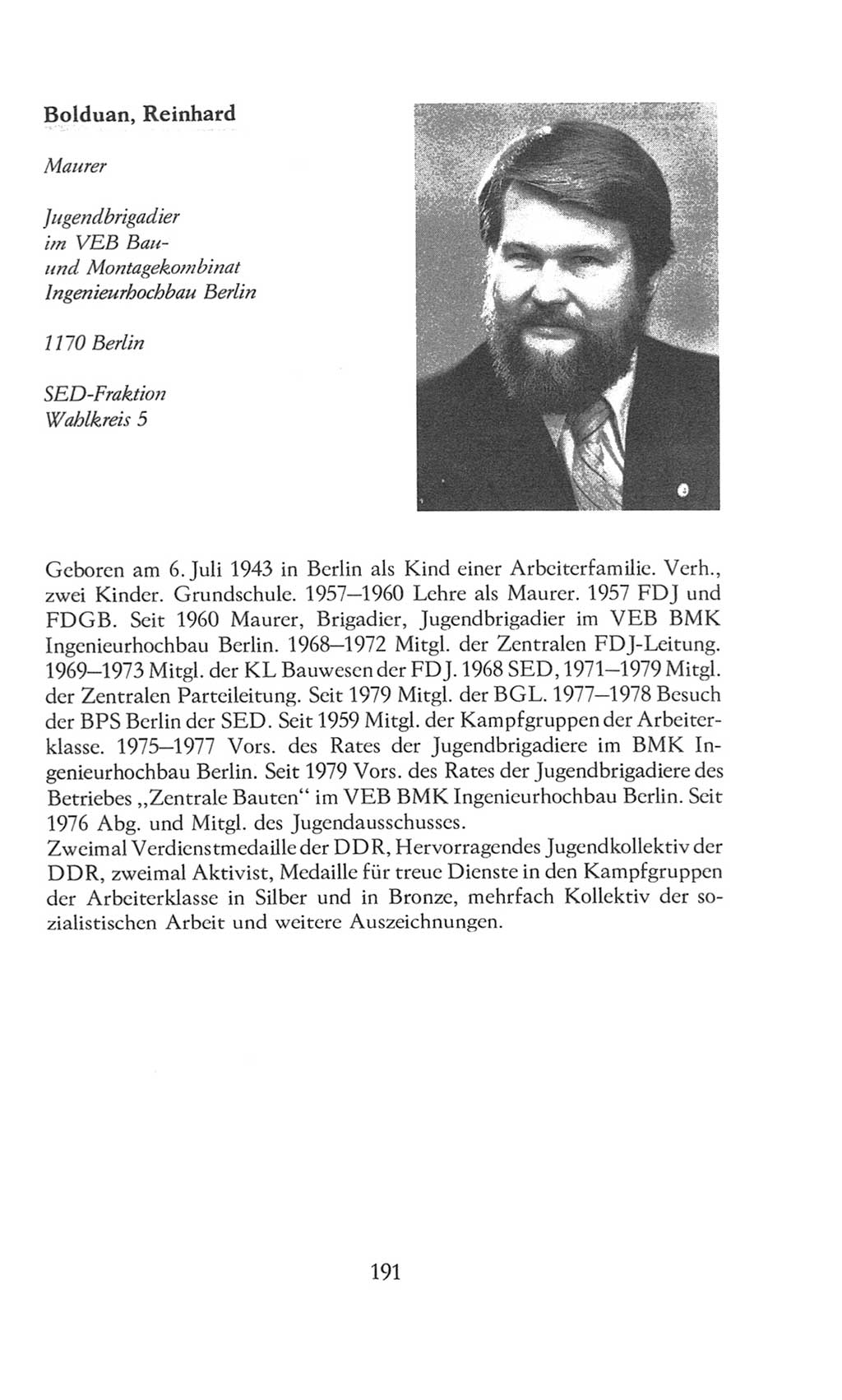 Volkskammer (VK) der Deutschen Demokratischen Republik (DDR), 8. Wahlperiode 1981-1986, Seite 191 (VK. DDR 8. WP. 1981-1986, S. 191)