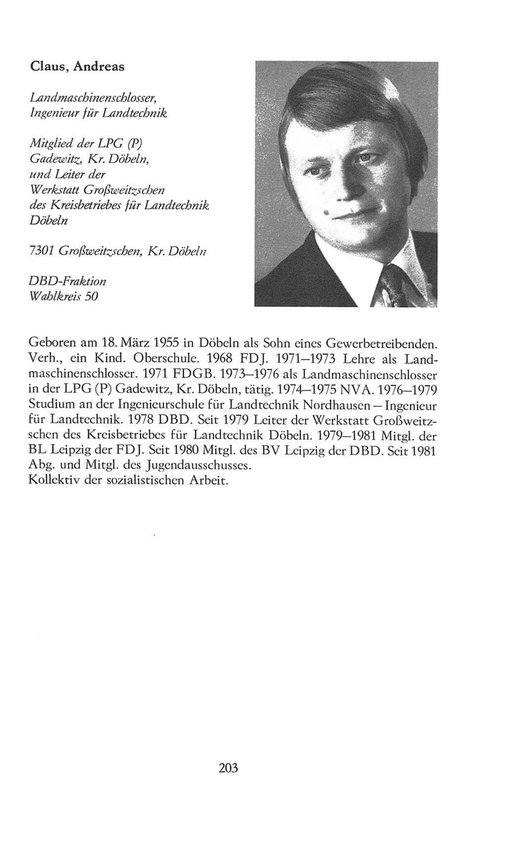 Volkskammer (VK) der Deutschen Demokratischen Republik (DDR), 8. Wahlperiode 1981-1986, Seite 203 (VK. DDR 8. WP. 1981-1986, S. 203)