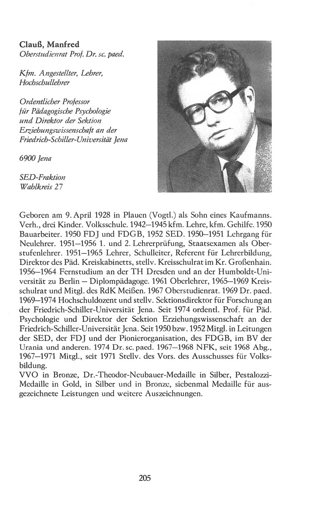 Volkskammer (VK) der Deutschen Demokratischen Republik (DDR), 8. Wahlperiode 1981-1986, Seite 205 (VK. DDR 8. WP. 1981-1986, S. 205)