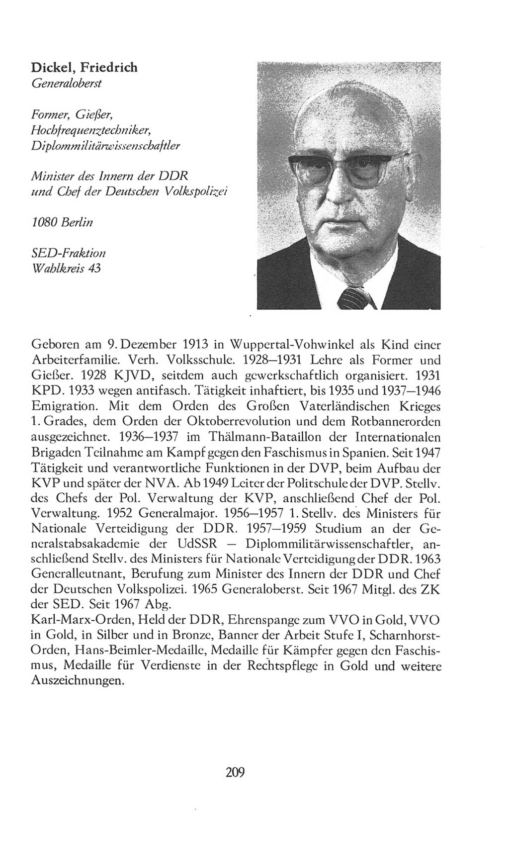 Volkskammer (VK) der Deutschen Demokratischen Republik (DDR), 8. Wahlperiode 1981-1986, Seite 209 (VK. DDR 8. WP. 1981-1986, S. 209)