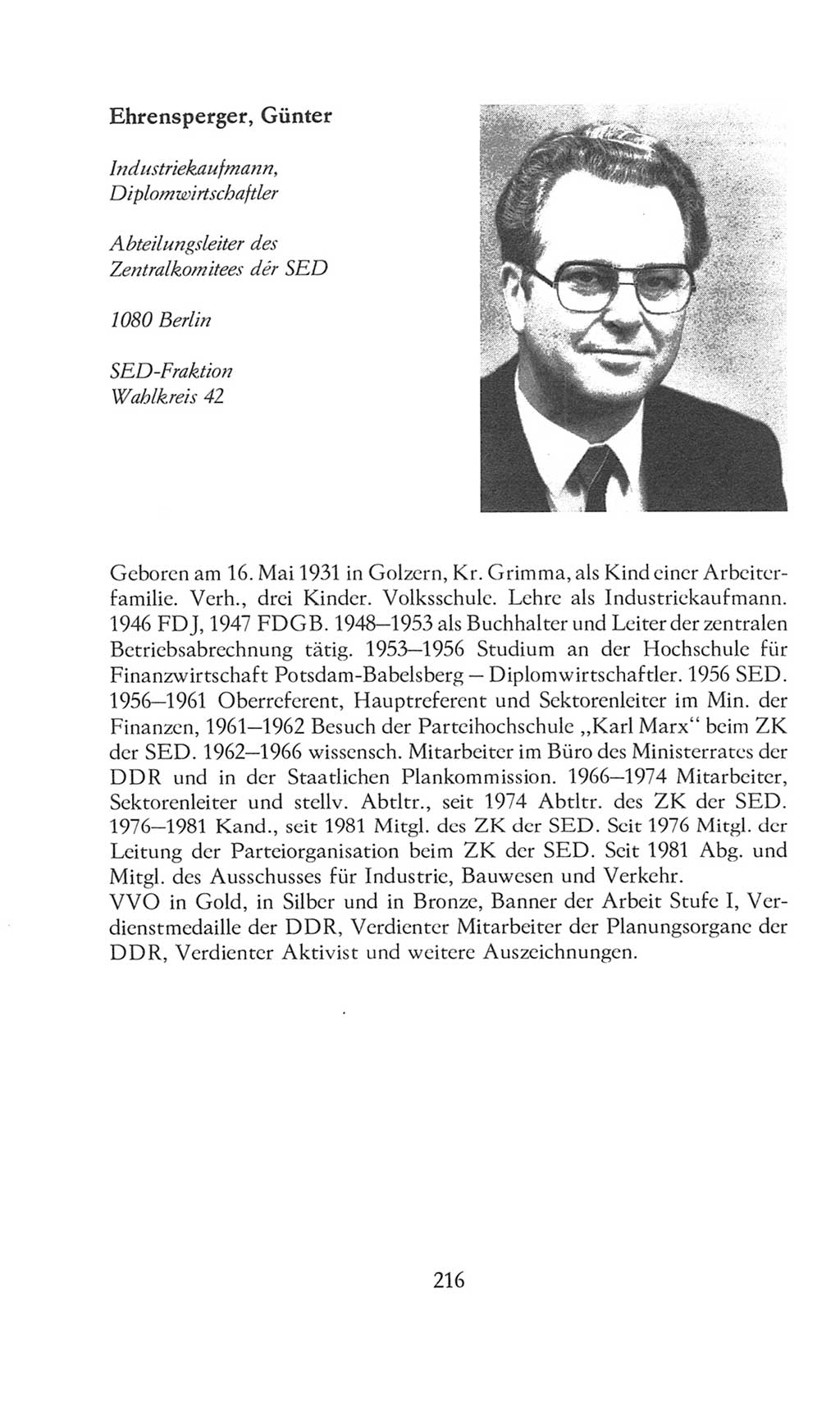 Volkskammer (VK) der Deutschen Demokratischen Republik (DDR), 8. Wahlperiode 1981-1986, Seite 216 (VK. DDR 8. WP. 1981-1986, S. 216)