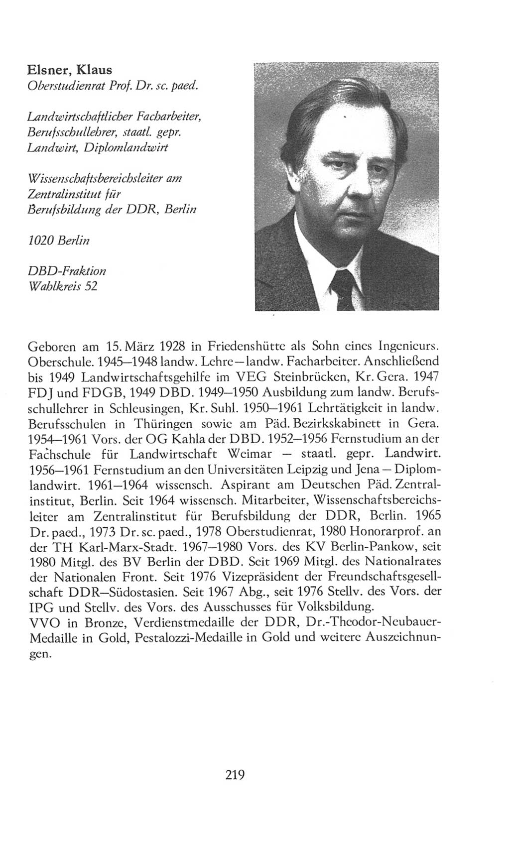 Volkskammer (VK) der Deutschen Demokratischen Republik (DDR), 8. Wahlperiode 1981-1986, Seite 219 (VK. DDR 8. WP. 1981-1986, S. 219)