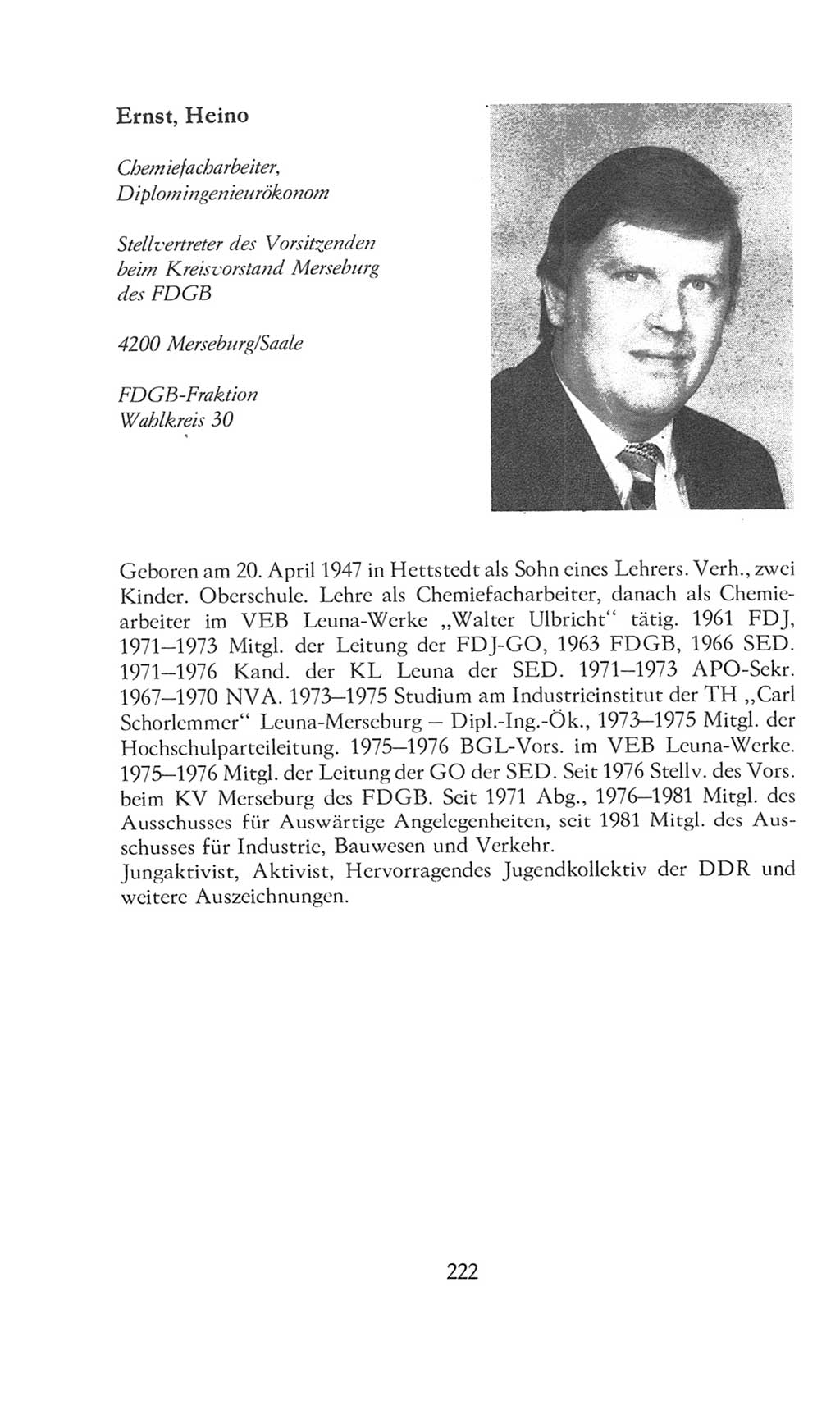 Volkskammer (VK) der Deutschen Demokratischen Republik (DDR), 8. Wahlperiode 1981-1986, Seite 222 (VK. DDR 8. WP. 1981-1986, S. 222)