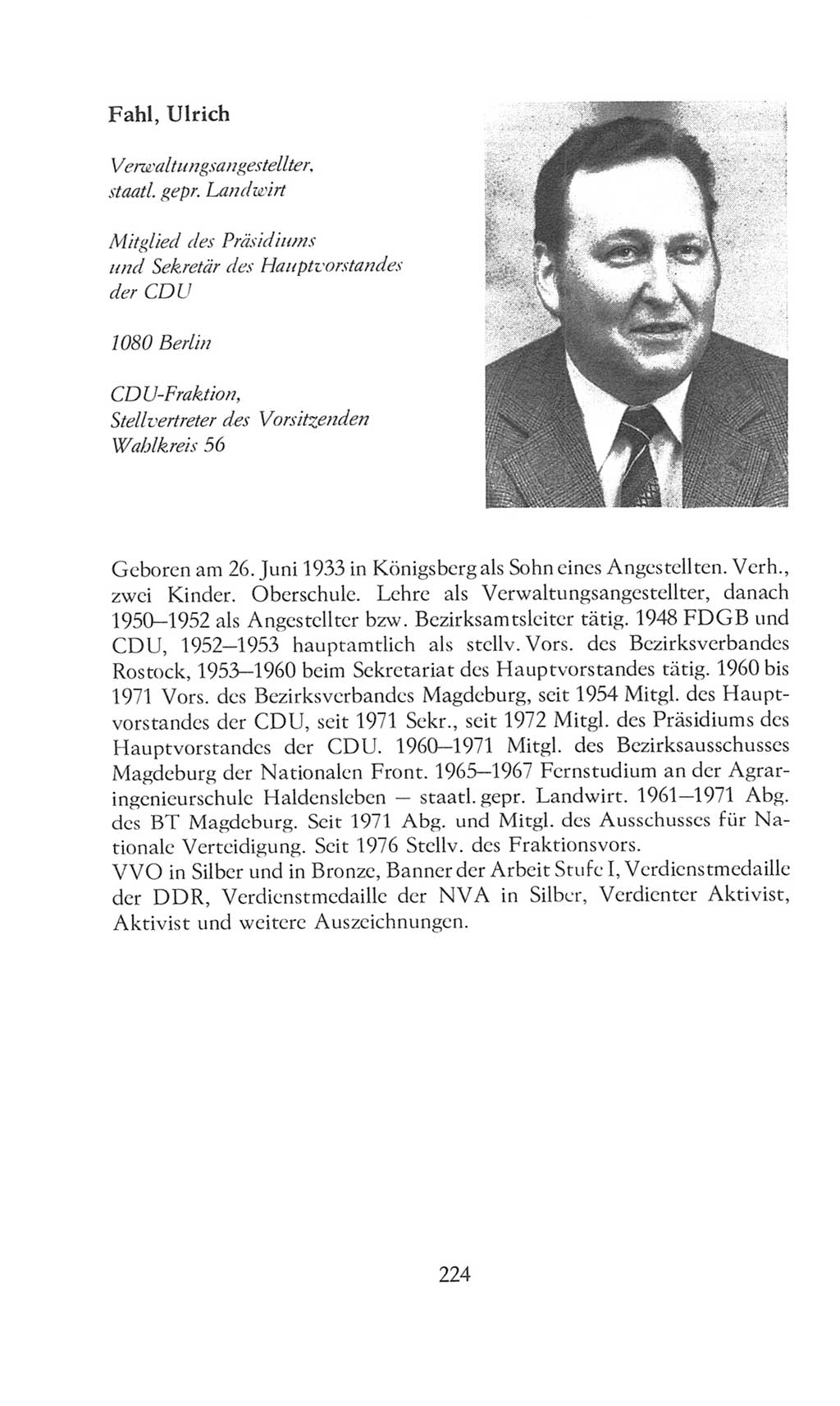 Volkskammer (VK) der Deutschen Demokratischen Republik (DDR), 8. Wahlperiode 1981-1986, Seite 224 (VK. DDR 8. WP. 1981-1986, S. 224)