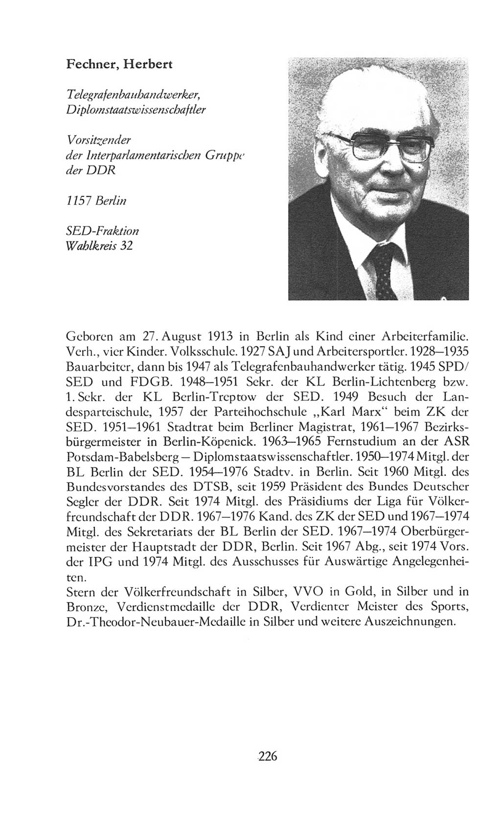 Volkskammer (VK) der Deutschen Demokratischen Republik (DDR), 8. Wahlperiode 1981-1986, Seite 226 (VK. DDR 8. WP. 1981-1986, S. 226)