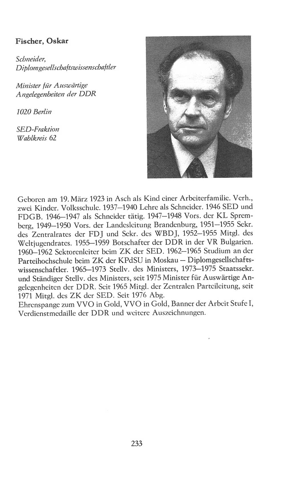 Volkskammer (VK) der Deutschen Demokratischen Republik (DDR), 8. Wahlperiode 1981-1986, Seite 233 (VK. DDR 8. WP. 1981-1986, S. 233)