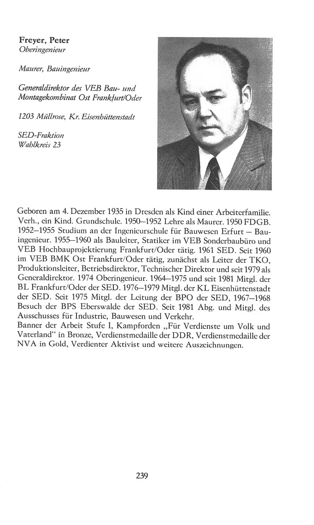 Volkskammer (VK) der Deutschen Demokratischen Republik (DDR), 8. Wahlperiode 1981-1986, Seite 239 (VK. DDR 8. WP. 1981-1986, S. 239)
