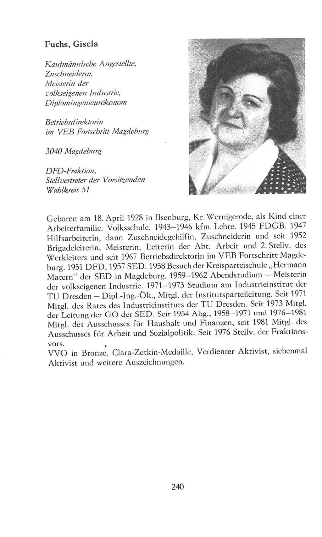Volkskammer (VK) der Deutschen Demokratischen Republik (DDR), 8. Wahlperiode 1981-1986, Seite 240 (VK. DDR 8. WP. 1981-1986, S. 240)
