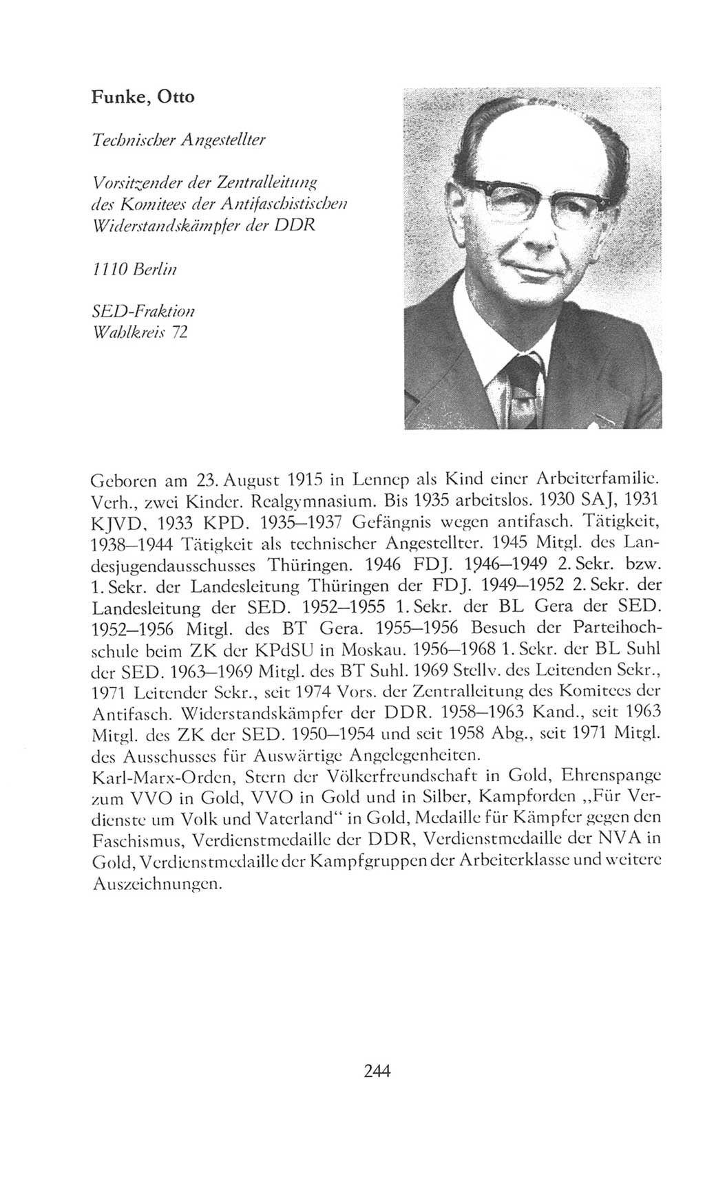 Volkskammer (VK) der Deutschen Demokratischen Republik (DDR), 8. Wahlperiode 1981-1986, Seite 244 (VK. DDR 8. WP. 1981-1986, S. 244)