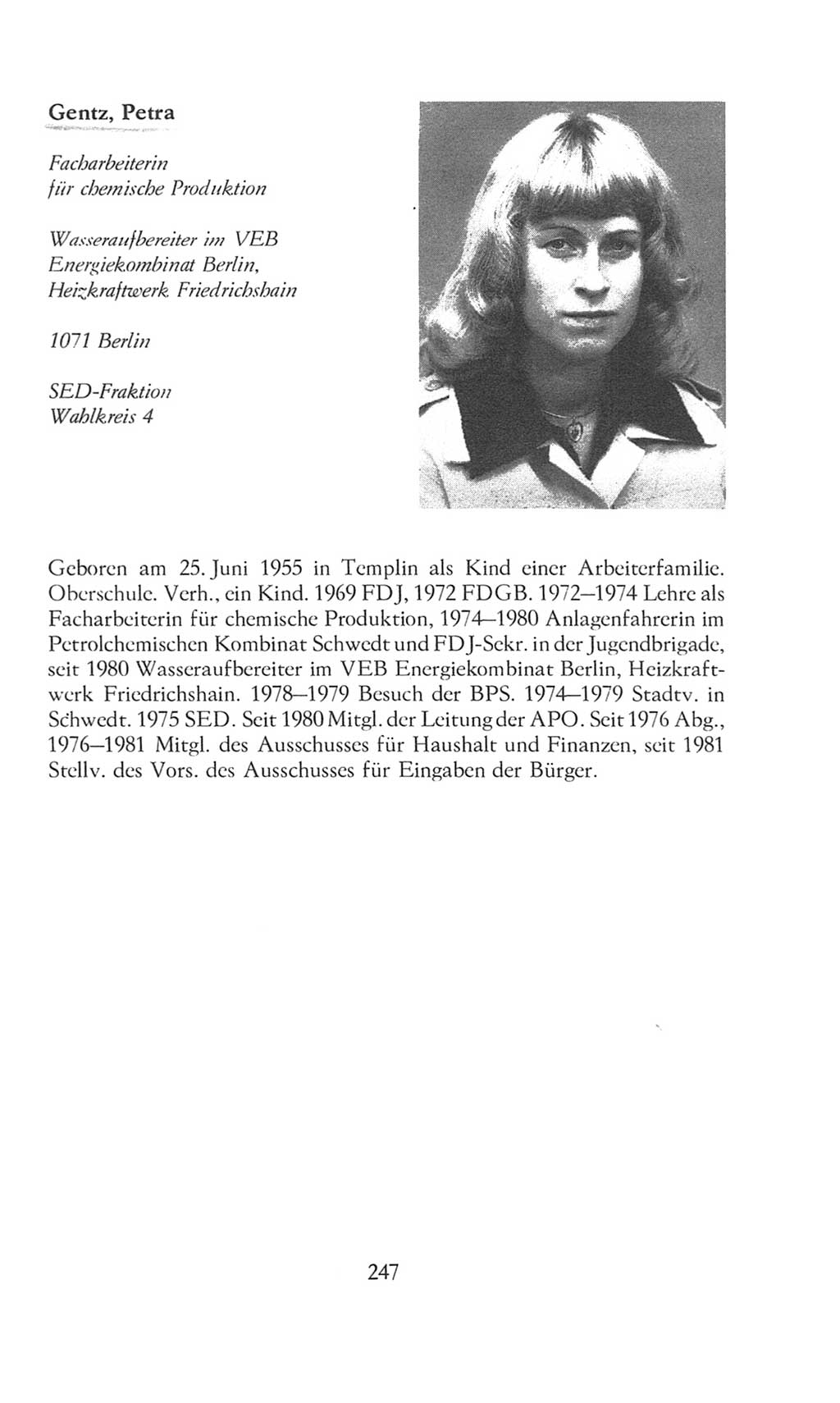 Volkskammer (VK) der Deutschen Demokratischen Republik (DDR), 8. Wahlperiode 1981-1986, Seite 247 (VK. DDR 8. WP. 1981-1986, S. 247)