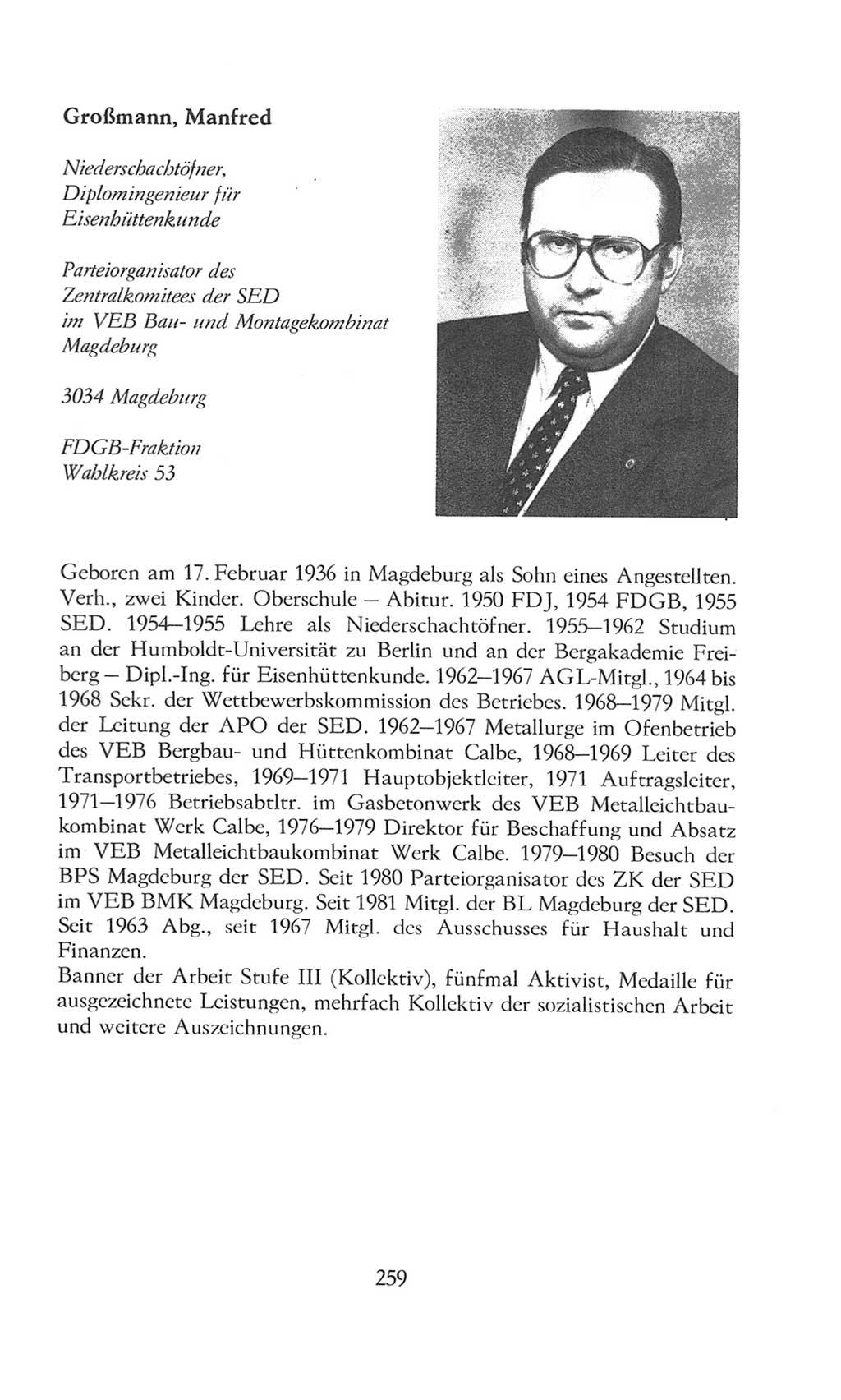 Volkskammer (VK) der Deutschen Demokratischen Republik (DDR), 8. Wahlperiode 1981-1986, Seite 259 (VK. DDR 8. WP. 1981-1986, S. 259)