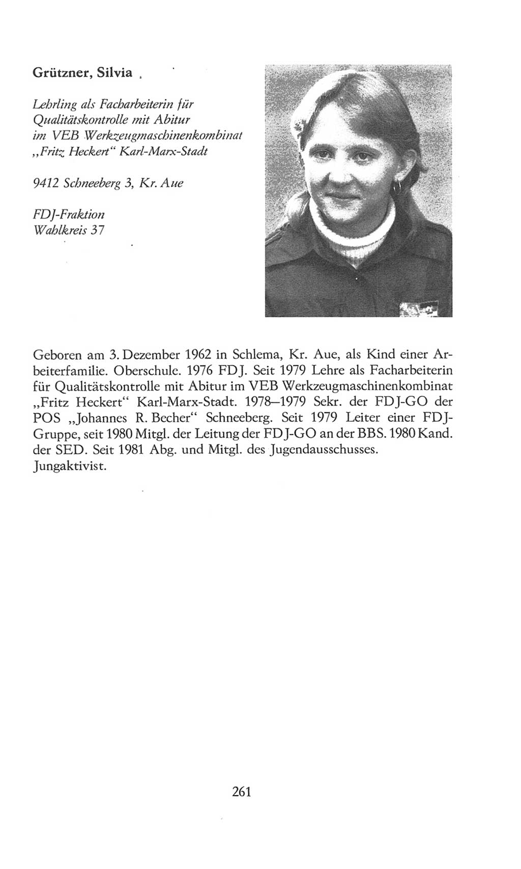 Volkskammer (VK) der Deutschen Demokratischen Republik (DDR), 8. Wahlperiode 1981-1986, Seite 261 (VK. DDR 8. WP. 1981-1986, S. 261)