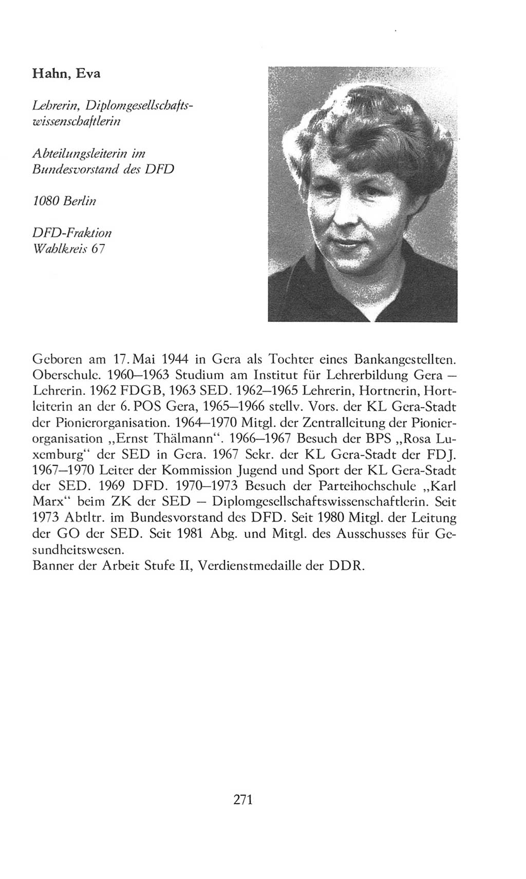 Volkskammer (VK) der Deutschen Demokratischen Republik (DDR), 8. Wahlperiode 1981-1986, Seite 271 (VK. DDR 8. WP. 1981-1986, S. 271)