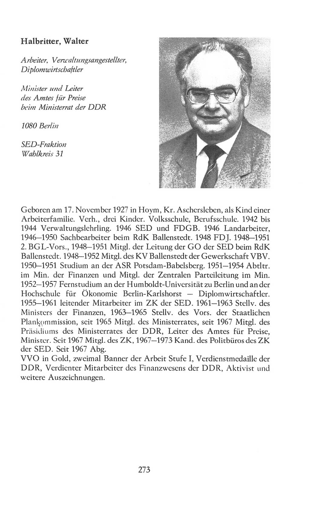 Volkskammer (VK) der Deutschen Demokratischen Republik (DDR), 8. Wahlperiode 1981-1986, Seite 273 (VK. DDR 8. WP. 1981-1986, S. 273)