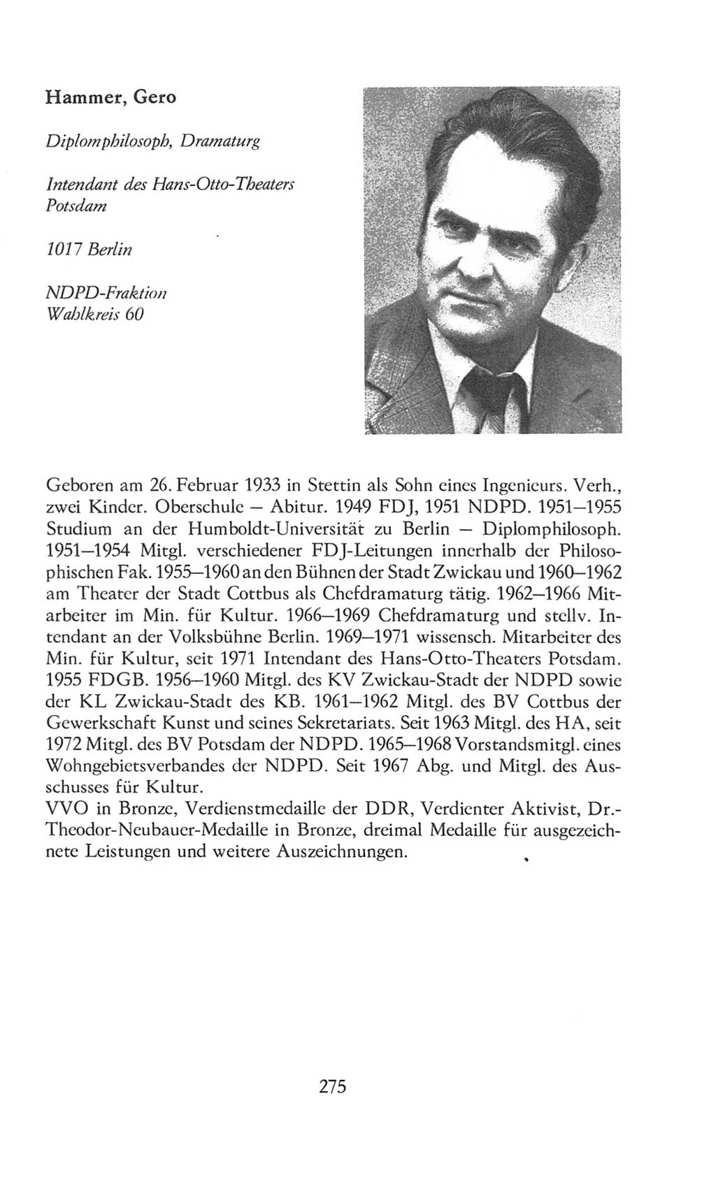 Volkskammer (VK) der Deutschen Demokratischen Republik (DDR), 8. Wahlperiode 1981-1986, Seite 275 (VK. DDR 8. WP. 1981-1986, S. 275)
