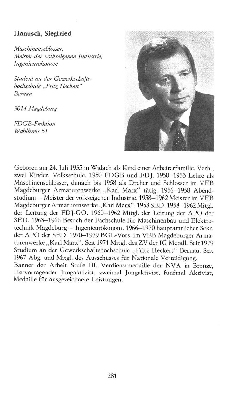 Volkskammer (VK) der Deutschen Demokratischen Republik (DDR), 8. Wahlperiode 1981-1986, Seite 281 (VK. DDR 8. WP. 1981-1986, S. 281)