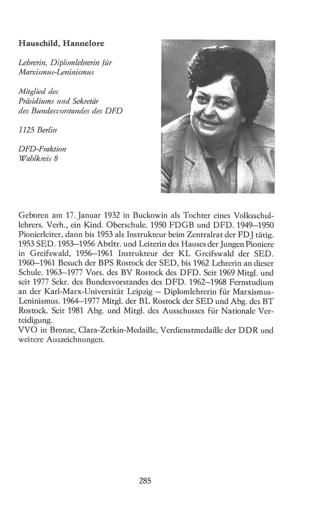 Volkskammer (VK) der Deutschen Demokratischen Republik (DDR), 8. Wahlperiode 1981-1986, Seite 285 (VK. DDR 8. WP. 1981-1986, S. 285)