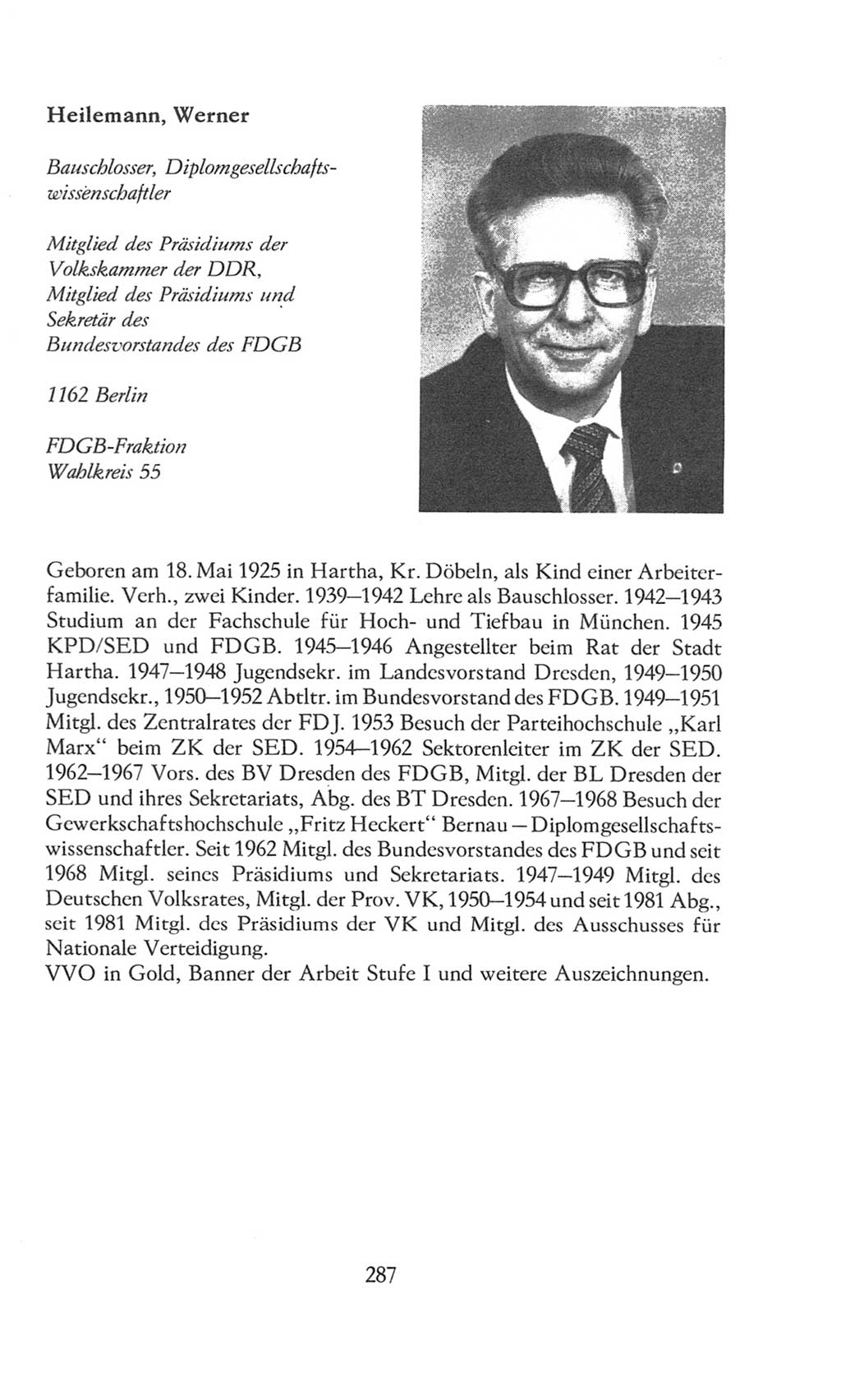 Volkskammer (VK) der Deutschen Demokratischen Republik (DDR), 8. Wahlperiode 1981-1986, Seite 287 (VK. DDR 8. WP. 1981-1986, S. 287)