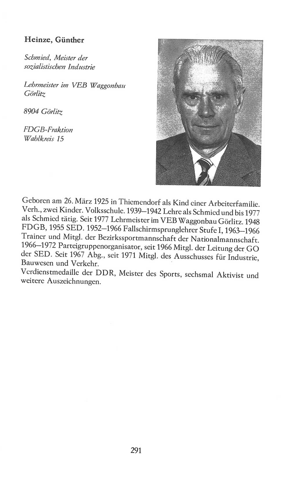 Volkskammer (VK) der Deutschen Demokratischen Republik (DDR), 8. Wahlperiode 1981-1986, Seite 291 (VK. DDR 8. WP. 1981-1986, S. 291)