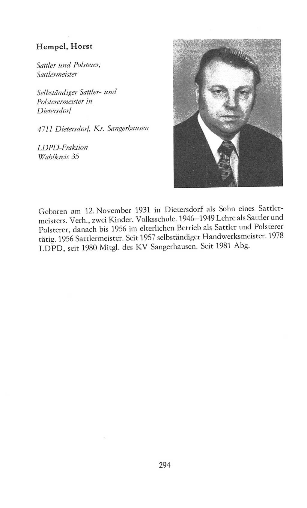Volkskammer (VK) der Deutschen Demokratischen Republik (DDR), 8. Wahlperiode 1981-1986, Seite 294 (VK. DDR 8. WP. 1981-1986, S. 294)