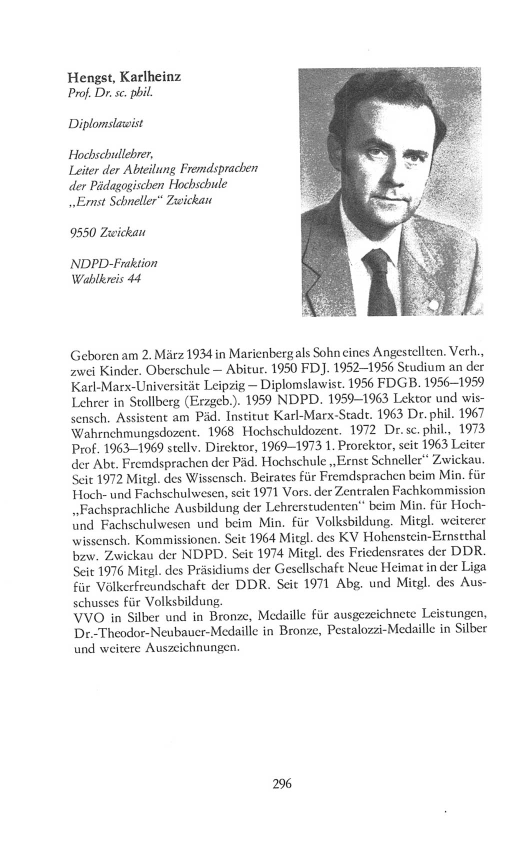 Volkskammer (VK) der Deutschen Demokratischen Republik (DDR), 8. Wahlperiode 1981-1986, Seite 296 (VK. DDR 8. WP. 1981-1986, S. 296)