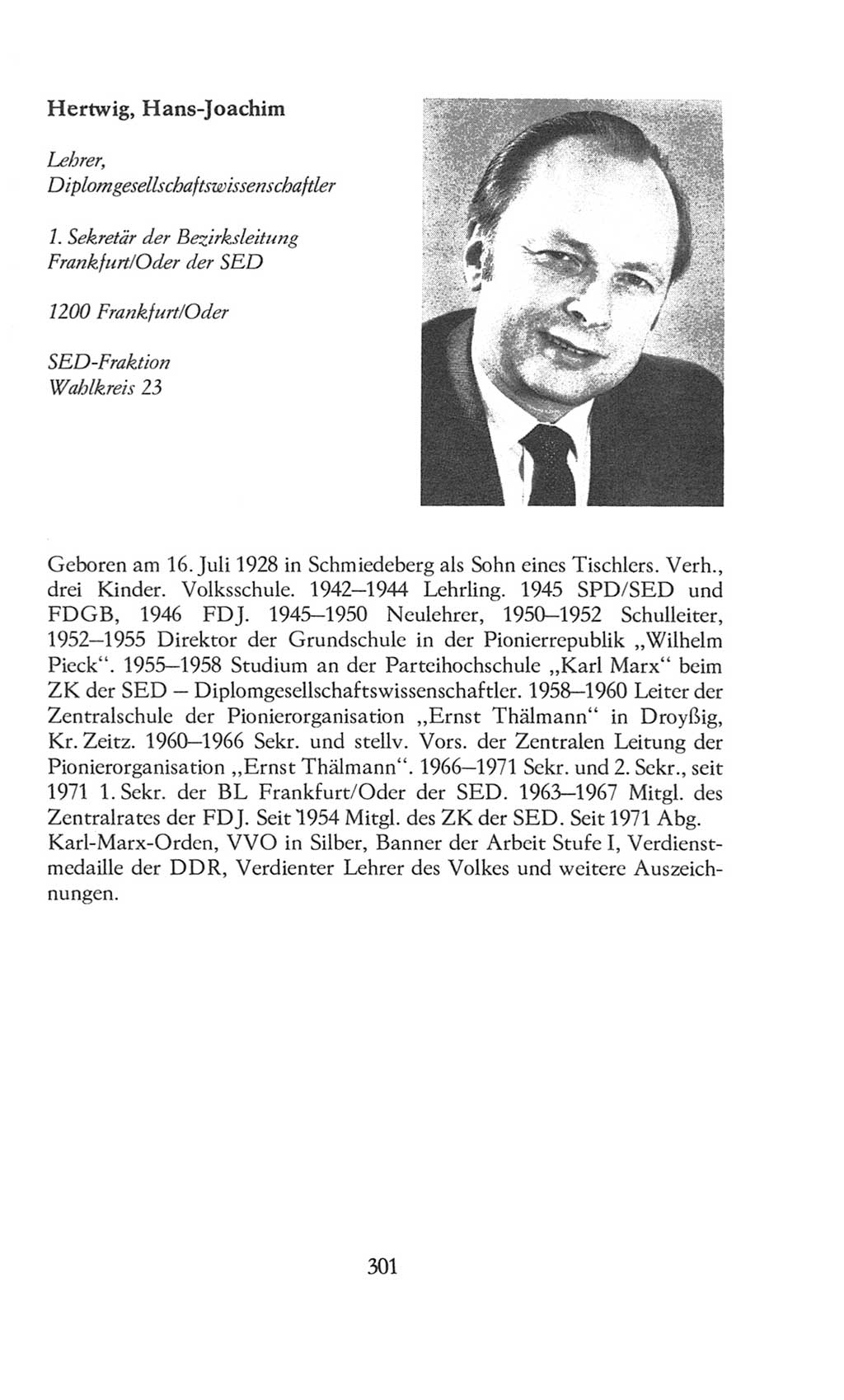 Volkskammer (VK) der Deutschen Demokratischen Republik (DDR), 8. Wahlperiode 1981-1986, Seite 301 (VK. DDR 8. WP. 1981-1986, S. 301)