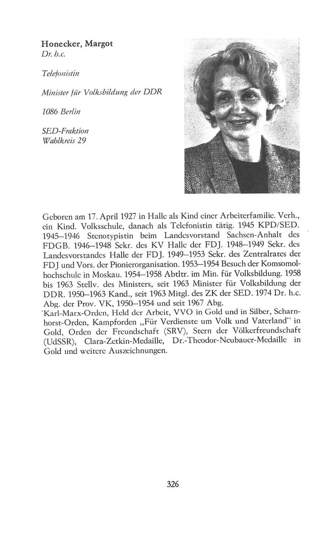 Volkskammer (VK) der Deutschen Demokratischen Republik (DDR), 8. Wahlperiode 1981-1986, Seite 326 (VK. DDR 8. WP. 1981-1986, S. 326)
