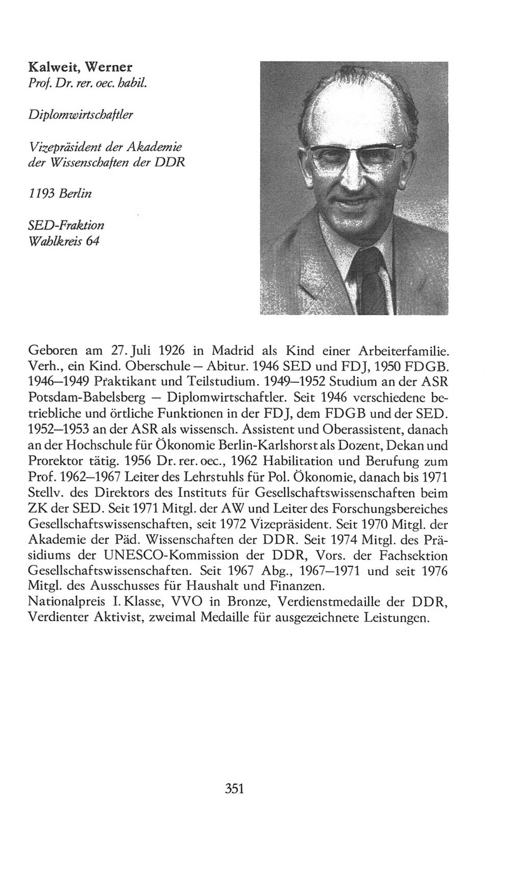 Volkskammer (VK) der Deutschen Demokratischen Republik (DDR), 8. Wahlperiode 1981-1986, Seite 351 (VK. DDR 8. WP. 1981-1986, S. 351)