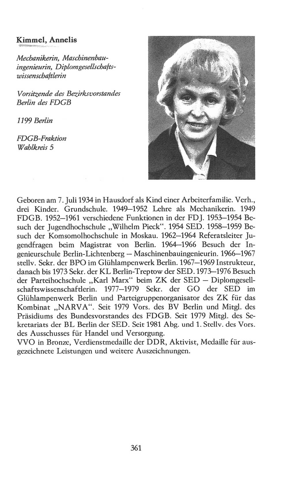 Volkskammer (VK) der Deutschen Demokratischen Republik (DDR), 8. Wahlperiode 1981-1986, Seite 361 (VK. DDR 8. WP. 1981-1986, S. 361)