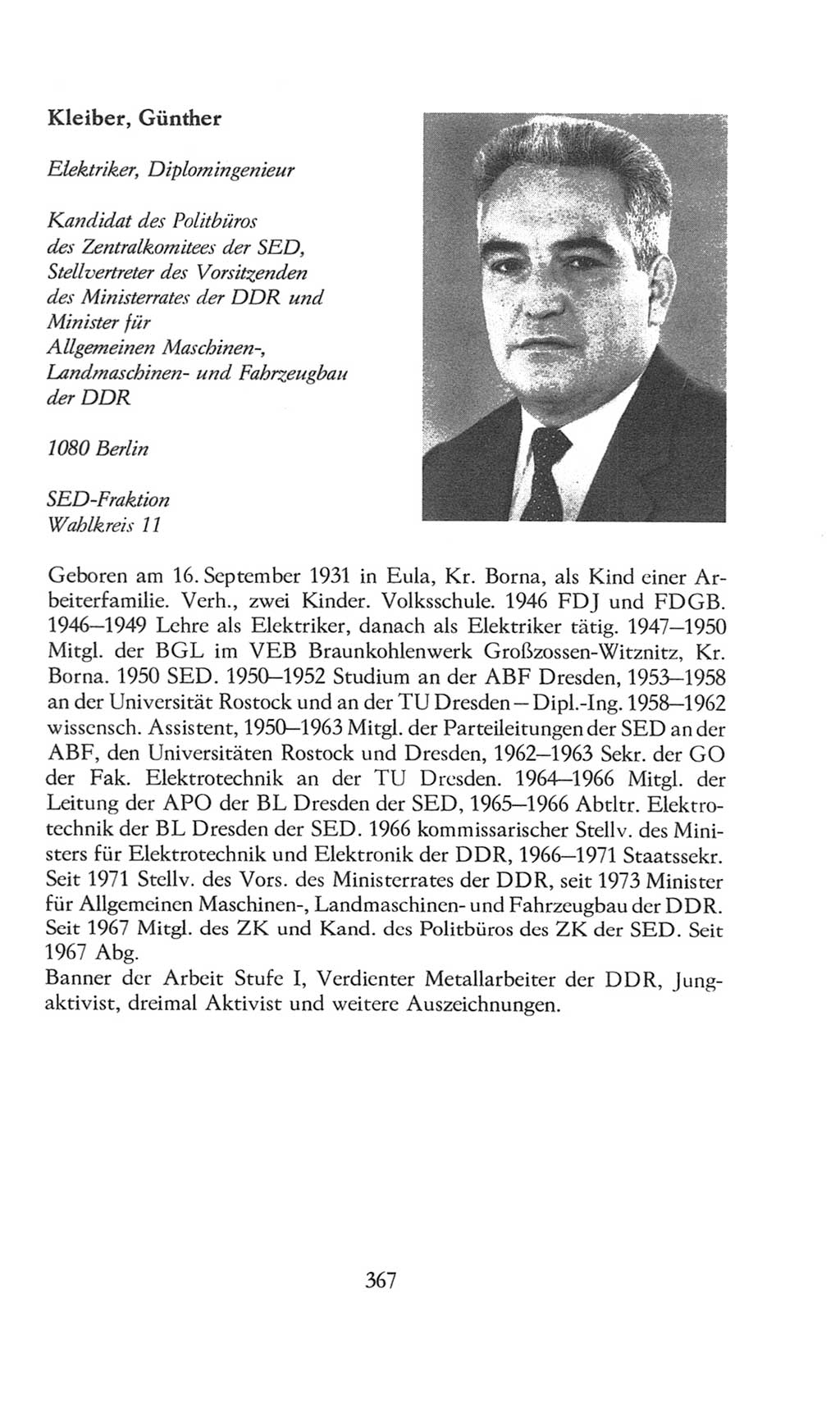 Volkskammer (VK) der Deutschen Demokratischen Republik (DDR), 8. Wahlperiode 1981-1986, Seite 367 (VK. DDR 8. WP. 1981-1986, S. 367)