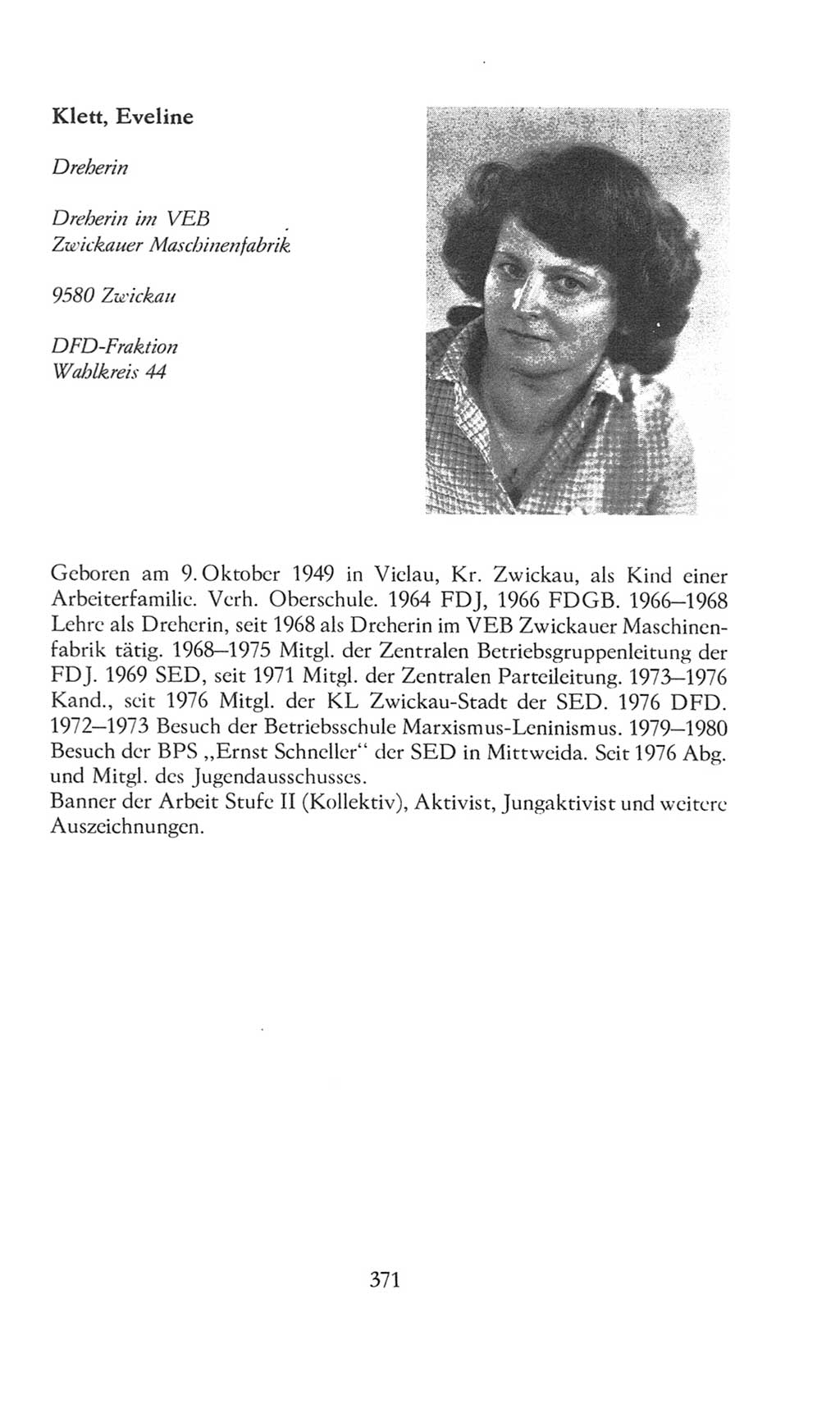 Volkskammer (VK) der Deutschen Demokratischen Republik (DDR), 8. Wahlperiode 1981-1986, Seite 371 (VK. DDR 8. WP. 1981-1986, S. 371)