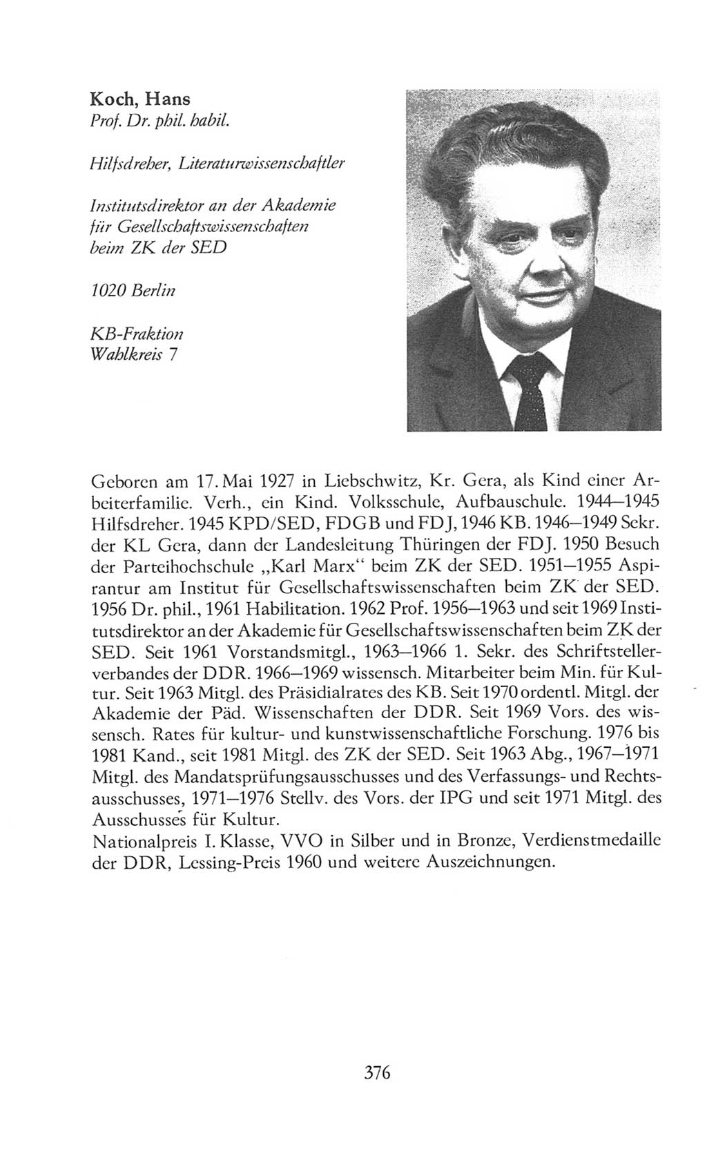 Volkskammer (VK) der Deutschen Demokratischen Republik (DDR), 8. Wahlperiode 1981-1986, Seite 376 (VK. DDR 8. WP. 1981-1986, S. 376)