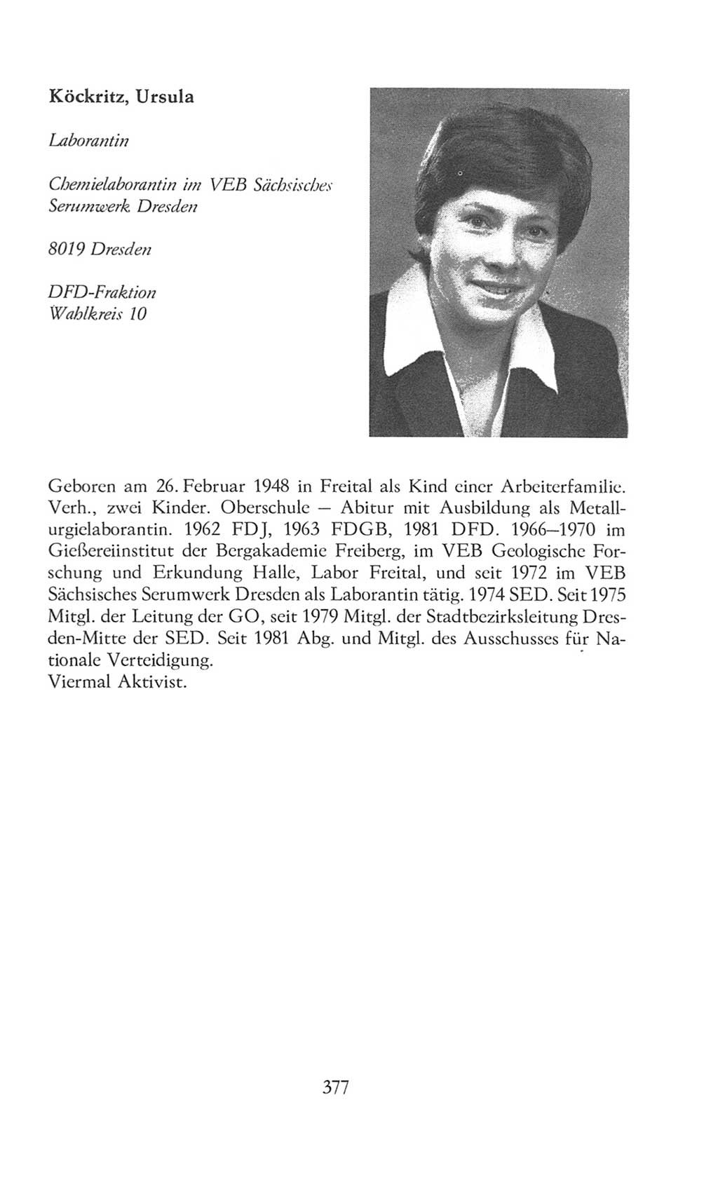Volkskammer (VK) der Deutschen Demokratischen Republik (DDR), 8. Wahlperiode 1981-1986, Seite 377 (VK. DDR 8. WP. 1981-1986, S. 377)