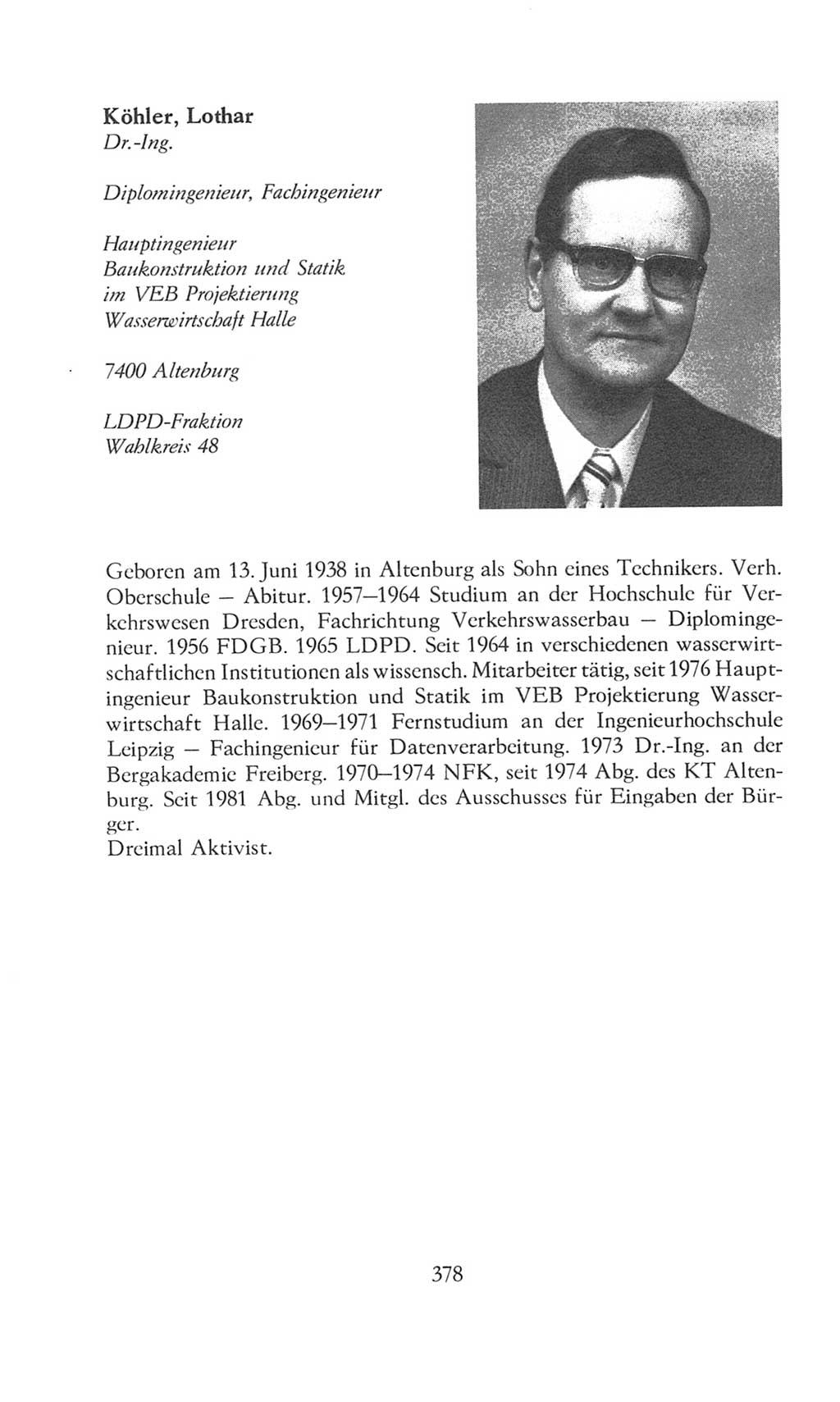 Volkskammer (VK) der Deutschen Demokratischen Republik (DDR), 8. Wahlperiode 1981-1986, Seite 378 (VK. DDR 8. WP. 1981-1986, S. 378)